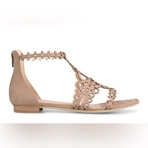 Klub Nico Joelle Taupe Leather Cutout Design Ankle Strap Sandals 9